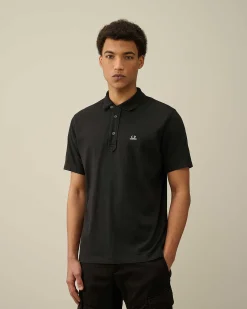 C.P. Company 1020 Jersey Polo Shirt Black Flash Sale