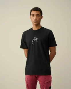 C.P. Company 30/1 Jersey Relaxed Graphic T-Shirt Black Outlet