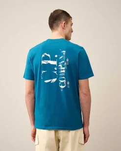 C.P. Company 30/1 Jersey Relaxed Graphic T-Shirt Ink Blue Store