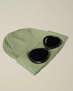C.P. Company Kids' Cotton Goggle Beanie Agave Green Cheap