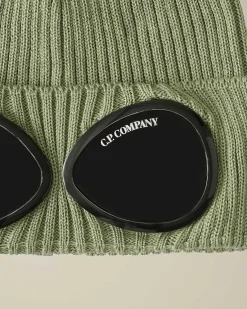 C.P. Company Kids' Cotton Goggle Beanie Agave Green Cheap