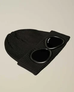 C.P. Company Kids' Cotton Goggle Beanie Black Clearance