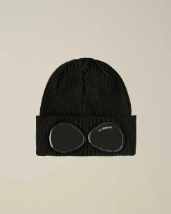 C.P. Company Kids' Cotton Goggle Beanie Black Clearance
