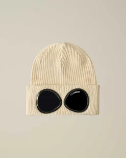 C.P. Company Kids' Cotton Goggle Beanie Pistachio Shell-Beige Hot
