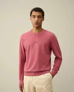 C.P. Company Light Fleece Logo Sweatshirt Red Bud Cheap