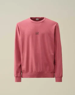 C.P. Company Light Fleece Logo Sweatshirt Red Bud Cheap