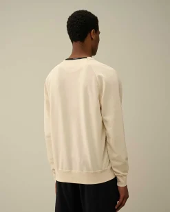 C.P. Company Light Fleece Logo Sweatshirt Pistachio Shell-Beige New