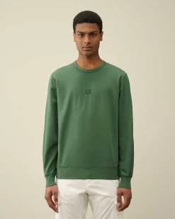 C.P. Company Light Fleece Logo Sweatshirt Duck Green Discount