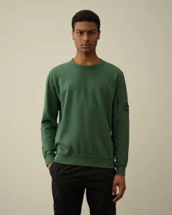 C.P. Company Light Fleece Sweatshirt Duck Green Flash Sale
