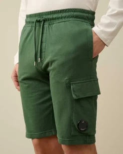 C.P. Company Light Fleece Utility Shorts Duck Green Sale