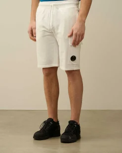C.P. Company Light Fleece Utility Shorts Gauze White New