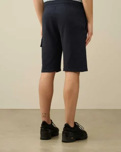 C.P. Company Light Fleece Utility Shorts Total Eclipse-Blue Sale