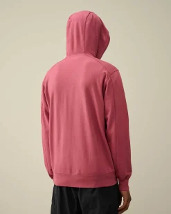 C.P. Company Light Fleece Zipped Hoodie Red Bud Cheap