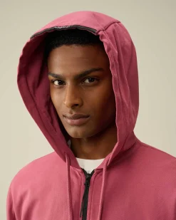 C.P. Company Light Fleece Zipped Hoodie Red Bud Cheap