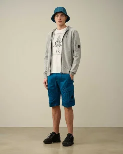 C.P. Company Light Fleece Zipped Hoodie Grey Melange Outlet