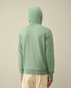 C.P. Company Light Fleece Zipped Hoodie Green Bay Discount