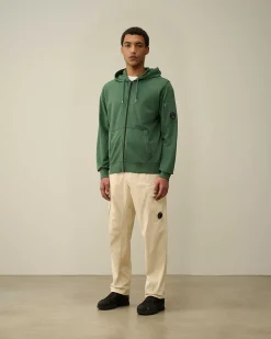 C.P. Company Light Fleece Zipped Hoodie Duck Green Shop