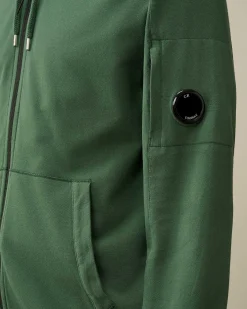 C.P. Company Light Fleece Zipped Hoodie Duck Green Shop