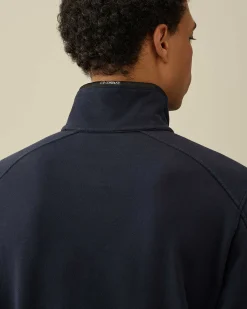 C.P. Company Light Fleece Zipped Sweatshirt Total Eclipse-Blue Cheap