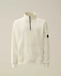 C.P. Company Light Fleece Zipped Sweatshirt Gauze White Best