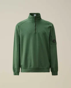 C.P. Company Light Fleece Zipped Sweatshirt Duck Green Hot