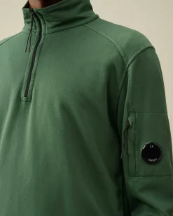C.P. Company Light Fleece Zipped Sweatshirt Duck Green Hot
