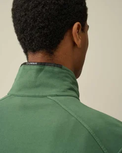 C.P. Company Light Fleece Zipped Sweatshirt Duck Green Hot