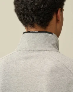 C.P. Company Light Fleece Zipped Sweatshirt Grey Melange Sale
