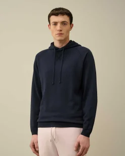 C.P. Company Light Terry Knitted Hoodie Total Eclipse-Blue Cheap