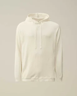 C.P. Company Light Terry Knitted Hoodie Gauze White Sale