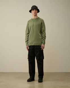 C.P. Company Light Terry Knitted Sweatshirt Agave Green Sale