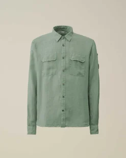 C.P. Company Linen Pocket Shirt Green Bay Discount
