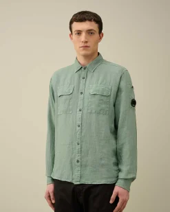 C.P. Company Linen Pocket Shirt Green Bay Discount