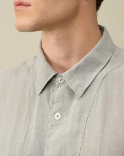 C.P. Company Linen Short Sleeved Shirt Drizzle Grey Discount