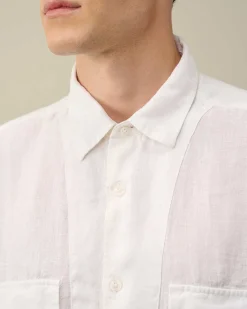 C.P. Company Linen Short Sleeved Shirt Gauze White Best Sale