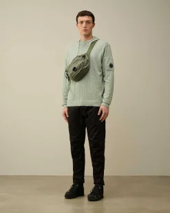 C.P. Company Melange Knitwear Hoodie Green Bay Cheap