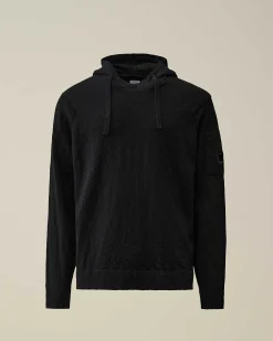 C.P. Company Melange Knitwear Hoodie Total Eclipse-Blue Cheap