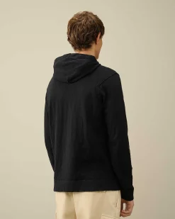 C.P. Company Melange Knitwear Hoodie Total Eclipse-Blue Cheap