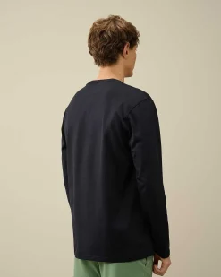 C.P. Company 70/2 Mercerized Jersey Long Sleeved T-Shirt Total Eclipse-Blue Discount