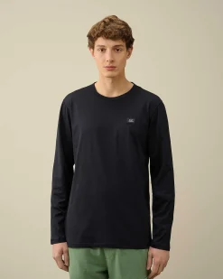 C.P. Company 70/2 Mercerized Jersey Long Sleeved T-Shirt Total Eclipse-Blue Discount