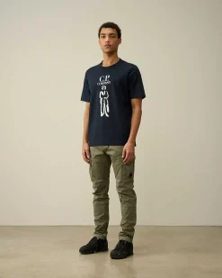 C.P. Company 30/2 Mercerized Jersey Twisted British Sailor T-Shirt Total Eclipse-Blue Clearance