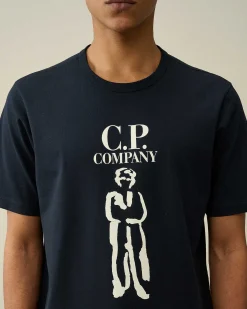 C.P. Company 30/2 Mercerized Jersey Twisted British Sailor T-Shirt Total Eclipse-Blue Clearance