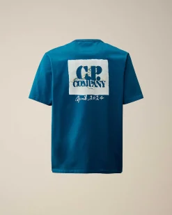 C.P. Company 30/2 Mercerized Jersey Twisted Graphic T-Shirt Ink Blue Sale