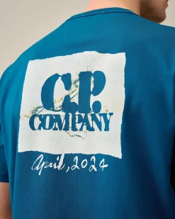 C.P. Company 30/2 Mercerized Jersey Twisted Graphic T-Shirt Ink Blue Sale