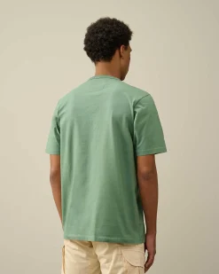 C.P. Company 30/2 Mercerized Jersey Twisted Logo T-Shirt Green Bay Best Sale