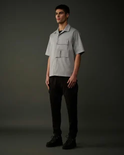 C.P. Company Metropolis Series Short Sleeved Gabardine Shirt Drizzle Grey Hot