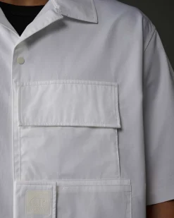 C.P. Company Metropolis Series Short Sleeved Gabardine Shirt White New