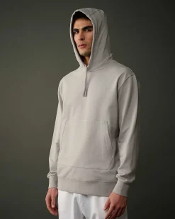 C.P. Company Metropolis Series Stretch Fleece Logo Hoodie Drizzle Grey Flash Sale