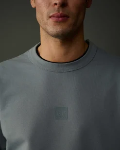 C.P. Company Metropolis Series Stretch Fleece Logo Sweatshirt Turbulence-Grey Discount