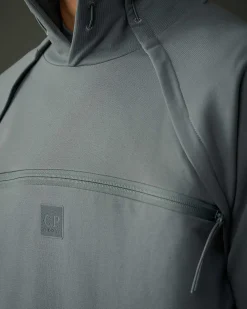 C.P. Company Metropolis Series Stretch Fleece Hoodie Turbulence-Grey Flash Sale
